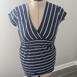 Navy and White Striped Wrap Top